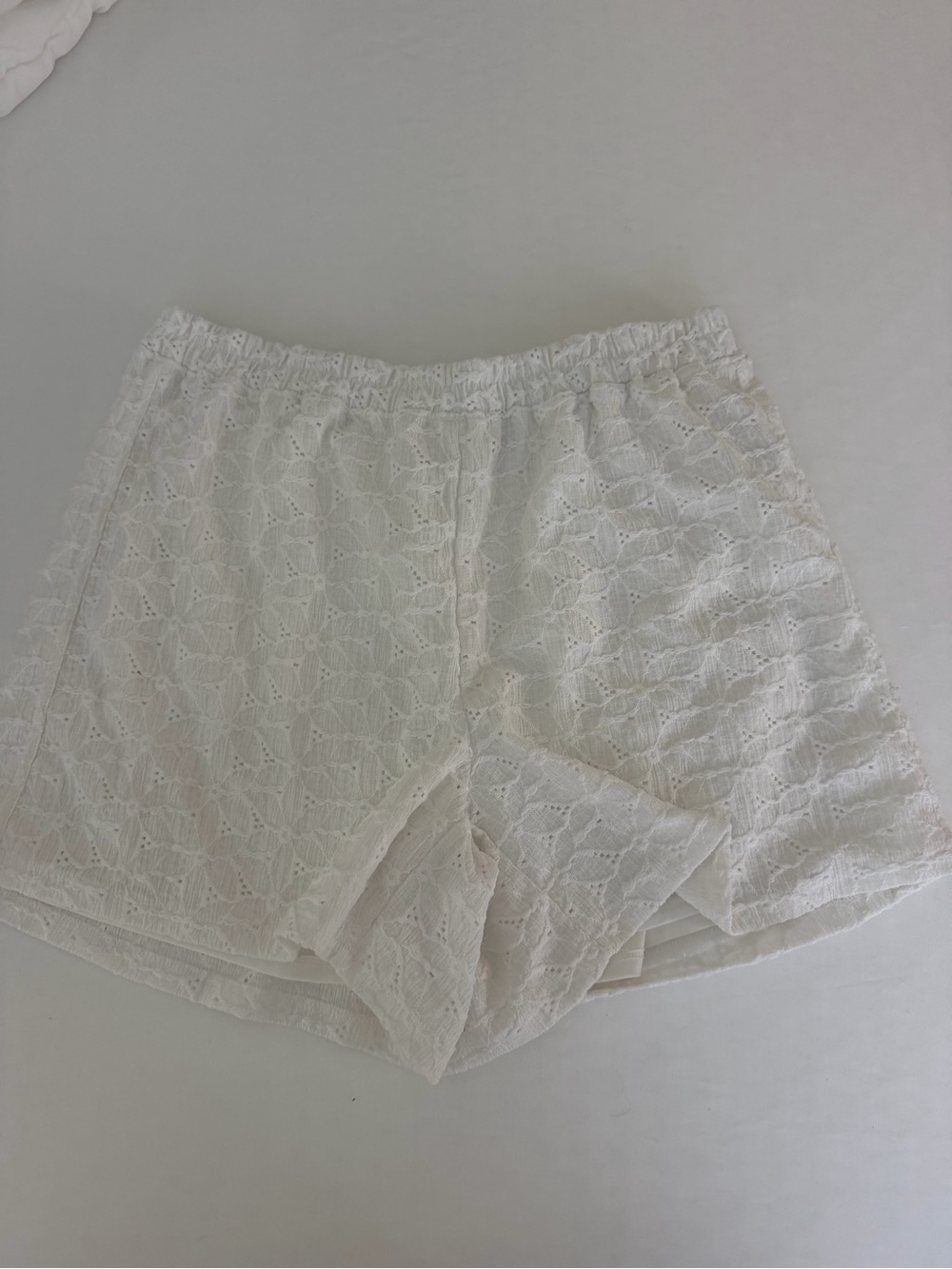 Maison Jules White Eyelet High-Waist Shorts